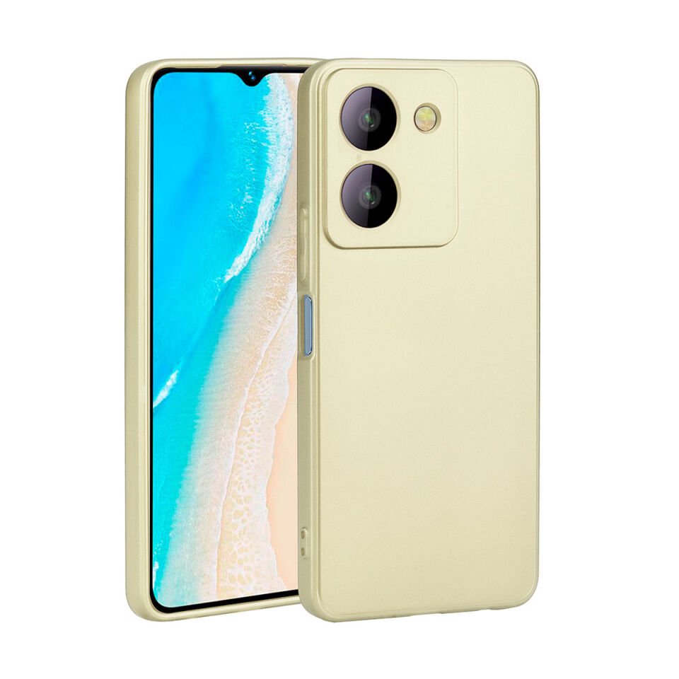 Vivo Y36 4G Kılıf Yumuşak Dokulu Soft İnce Mat Silikon Kapak (PREMİER) Gold