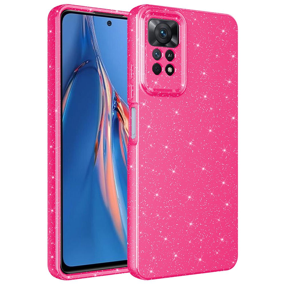 Xiaomi Redmi Note 12 Pro 4G Kılıf Kamera Korumalı Simli Renkli Parlak Silikon Kapak (Koton) Pembe Koyu