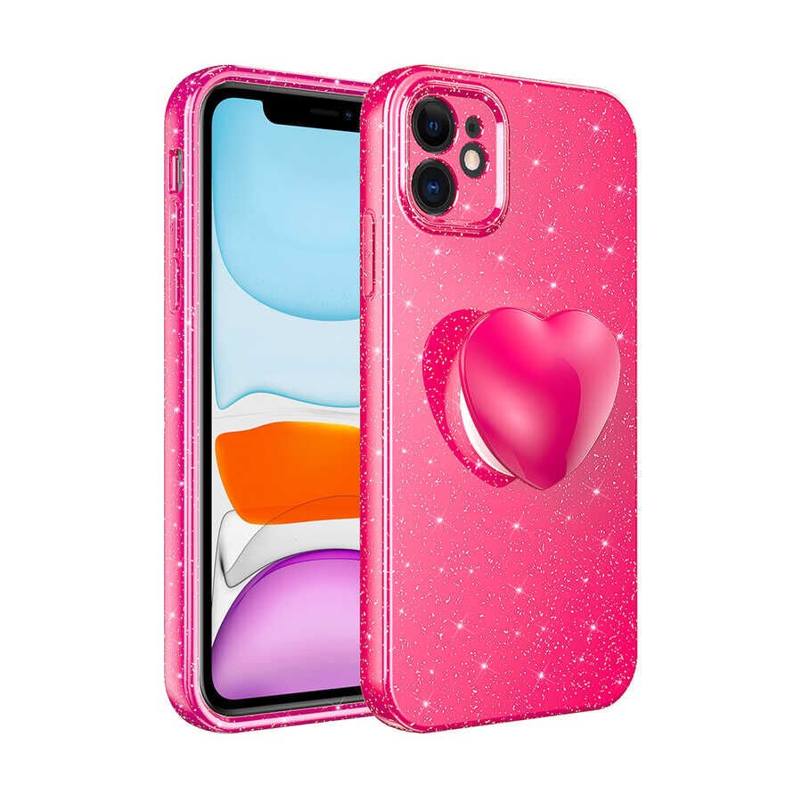 Apple iPhone 11 Kılıf Kamera Korumalı Simli Pop Soketli Lüks HEPTEKİLETİŞİM Koton Soketli Kapak