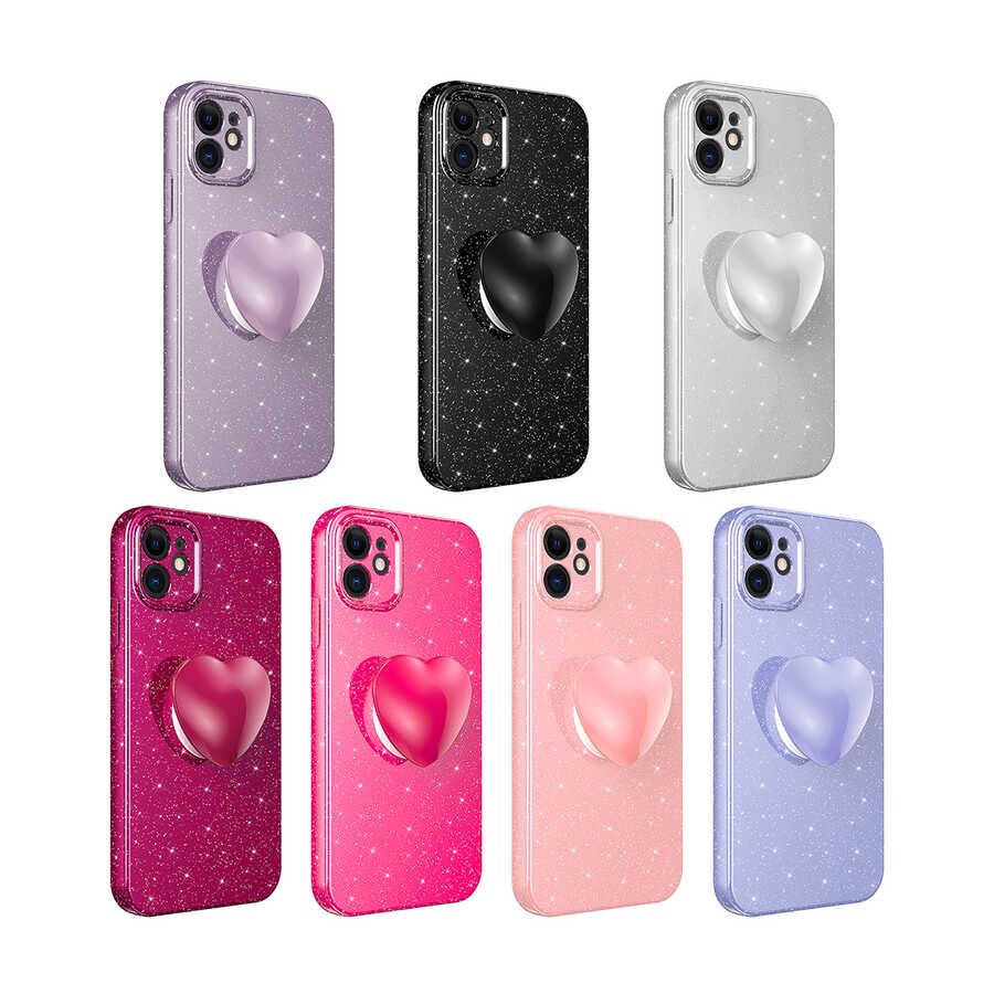 Apple iPhone 11 Kılıf Kamera Korumalı Simli Pop Soketli Lüks HEPTEKİLETİŞİM Koton Soketli Kapak