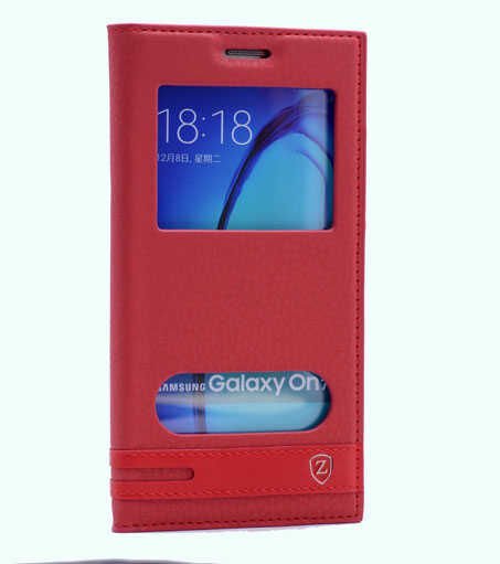 Samsung Galaxy On7 Kapaklı Kılıf Darbelere Karşı Tam Korumalı (ELİTE) Kırmızı