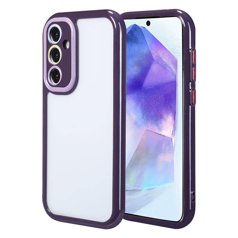 Samsung Galaxy A55 Kılıf Kamera Korumalı Renkli Kenar ve Çerçeve Tasarımlı Kapak (Vitamin) Yeşil
