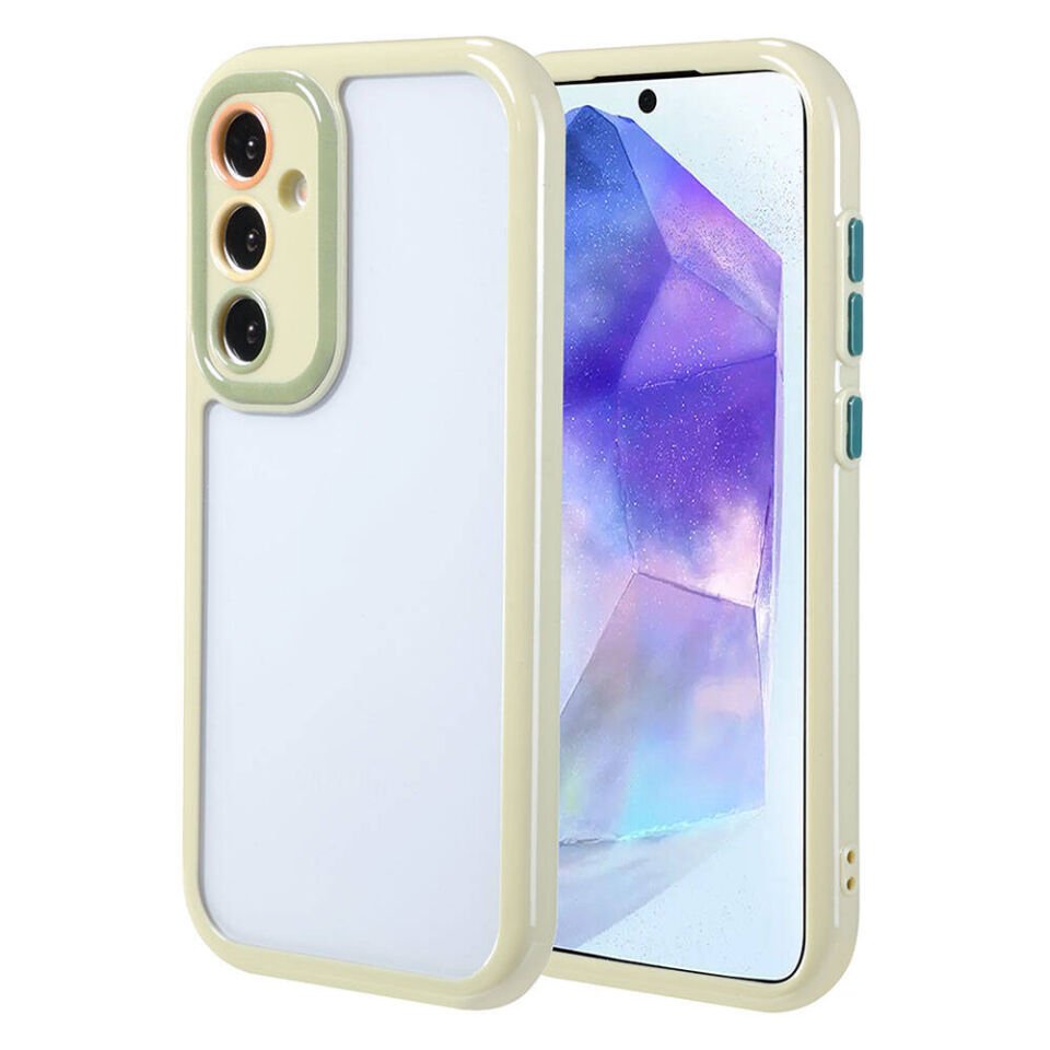 Samsung Galaxy A55 Kılıf Kamera Korumalı Renkli Kenar ve Çerçeve Tasarımlı Kapak (Vitamin) Yeşil