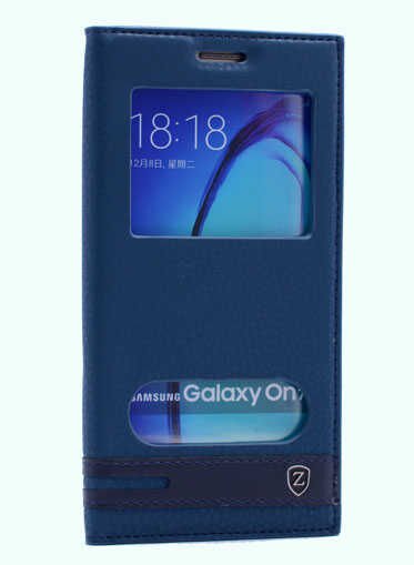 Samsung Galaxy On7 Kapaklı Kılıf Darbelere Karşı Tam Korumalı (ELİTE) Lacivert