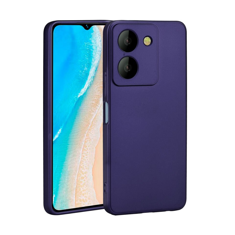 Vivo Y36 4G Kılıf Yumuşak Dokulu Soft İnce Mat Silikon Kapak (PREMİER) Mürdüm
