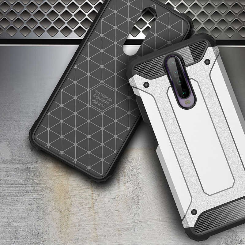 Xiaomi Redmi K30 Kılıf Armor Köşe Korumalı Çift Katman Tank Zırh Kapak (CRASH) Rose Gold