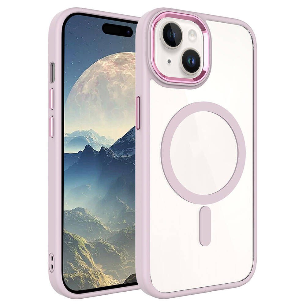 Apple iPhone 15 Kılıf Wireless Şarj Özellikli HEPTEKİLETİŞİM Krom Magsafe Silikon Kapak