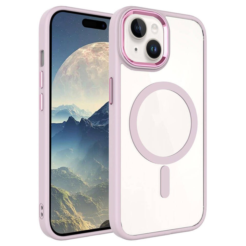 Apple iPhone 15 Kılıf Wireless Şarj Özellikli HEPTEKİLETİŞİM Krom Magsafe Silikon Kapak