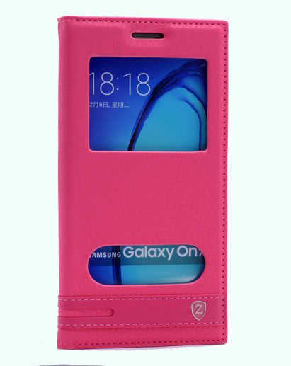 Samsung Galaxy On7 Kapaklı Kılıf Darbelere Karşı Tam Korumalı (ELİTE) Pembe