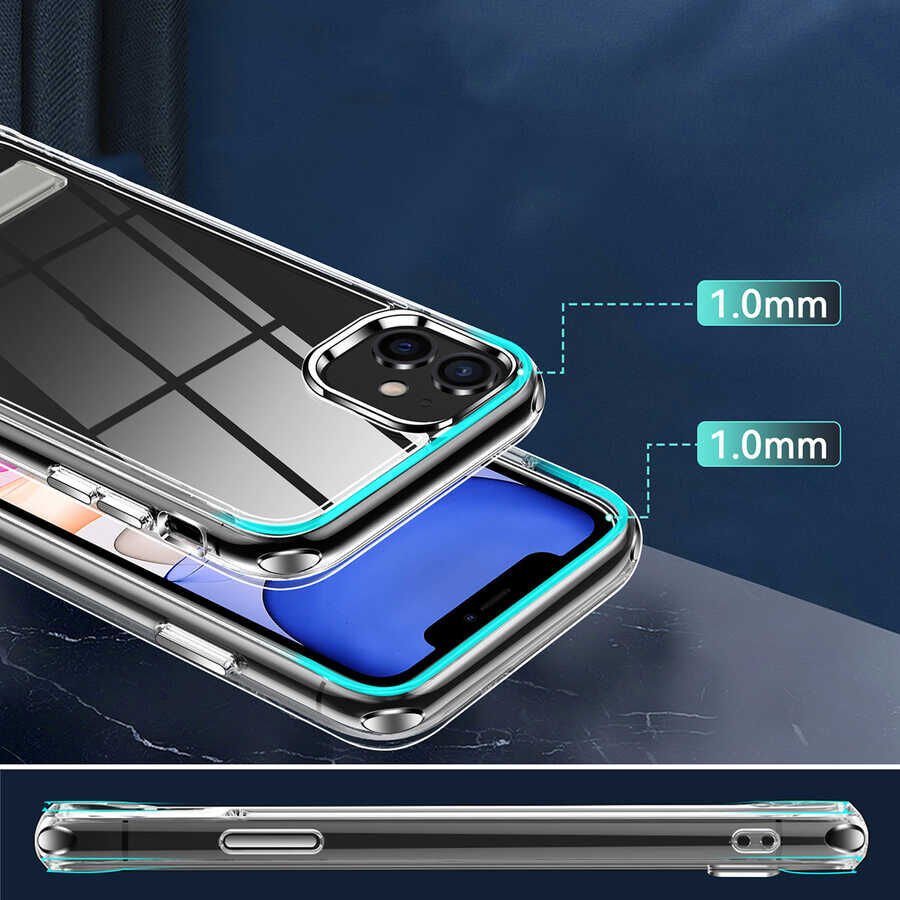 Apple iPhone 11 Kılıf Standlı Şeffaf Silikon HEPTEKİLETİŞİM L-Stand Kapak