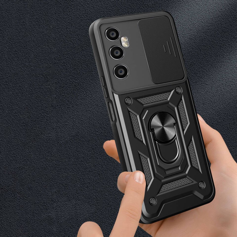 Realme C65 4G Kılıf Magnetik Standlı Kamera Korumalı HEPTEKİLETİŞİM Sürgülü Vega Kapak
