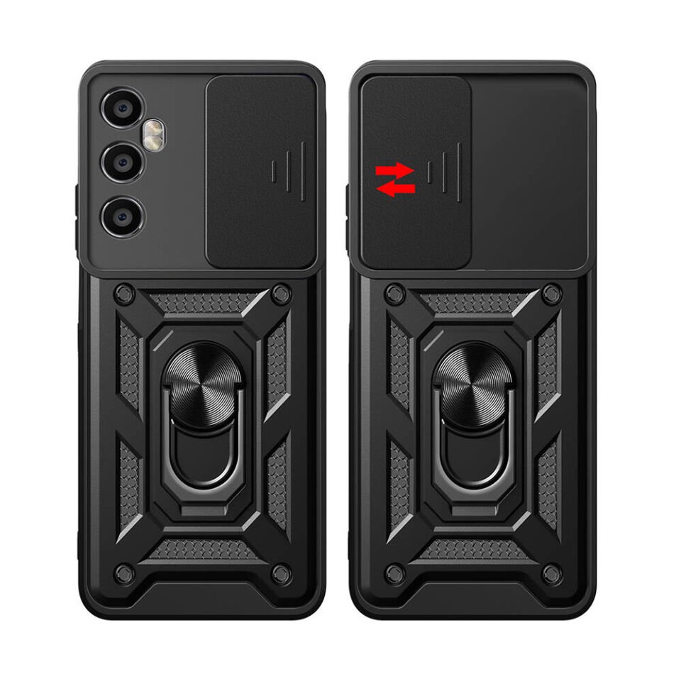 Realme C65 4G Kılıf Magnetik Standlı Kamera Korumalı HEPTEKİLETİŞİM Sürgülü Vega Kapak