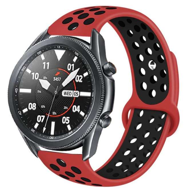 Xiaomi Mi Watch Color 22mm Silikon Kordon Kayış Tasarım (KRD-02) Kırmızı-Siyah