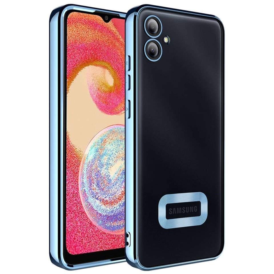 Samsung Galaxy A05 Kılıf Kamera Lens Korumalı Logo Gösteren Parlak Kenarlı Kapak (OMEGA) Gold