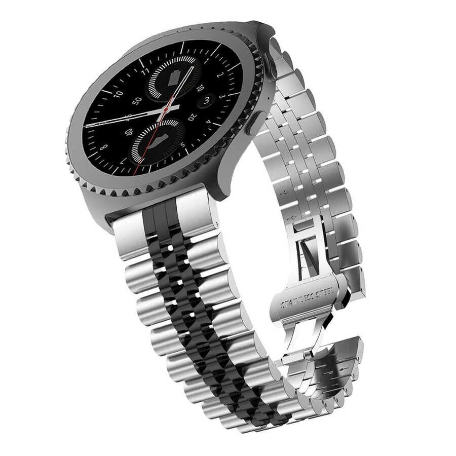 Samsung Gear S2 (20mm) Metal Kordon Göz Alıcı Tasarım (KRD-36) Siyah