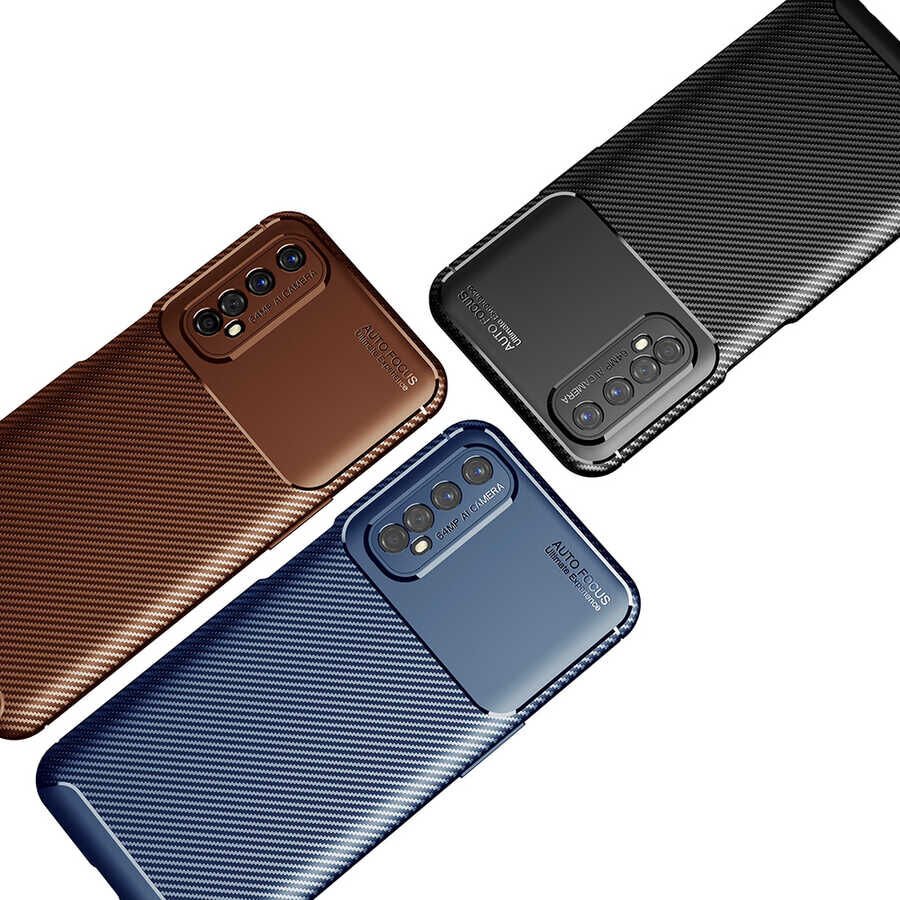 Realme 7 Kılıf Kamera Çıkıntılı Karbon Fiber Dokulu Renk Atmaz Kapak (NEGRO) Siyah