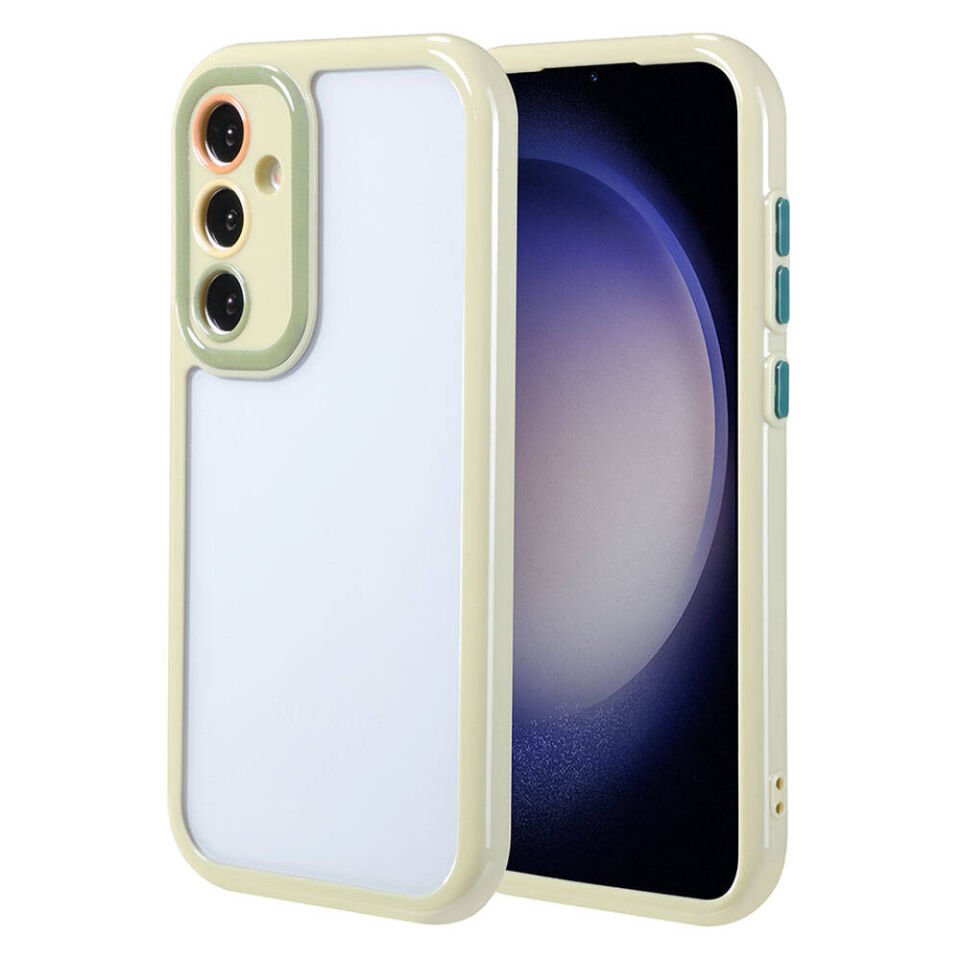 Samsung Galaxy S23 Kılıf Kamera Korumalı Renkli Kenar ve Çerçeve Tasarımlı Kapak (Vitamin) Mürdüm