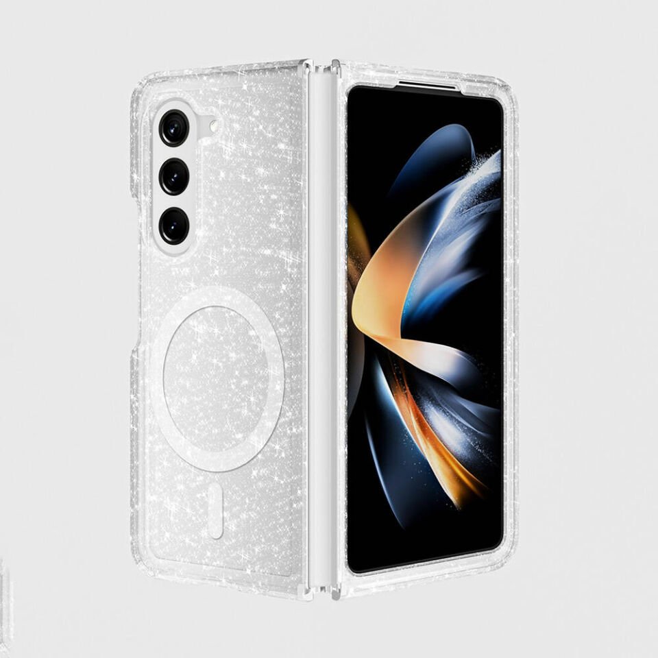 Samsung Galaxy Z Fold 6 Kılıf Magsafe Şarj Özellikli Parlayan Simli Saydam Renkli HEPTEKİLETİŞİM Allstar Kapak