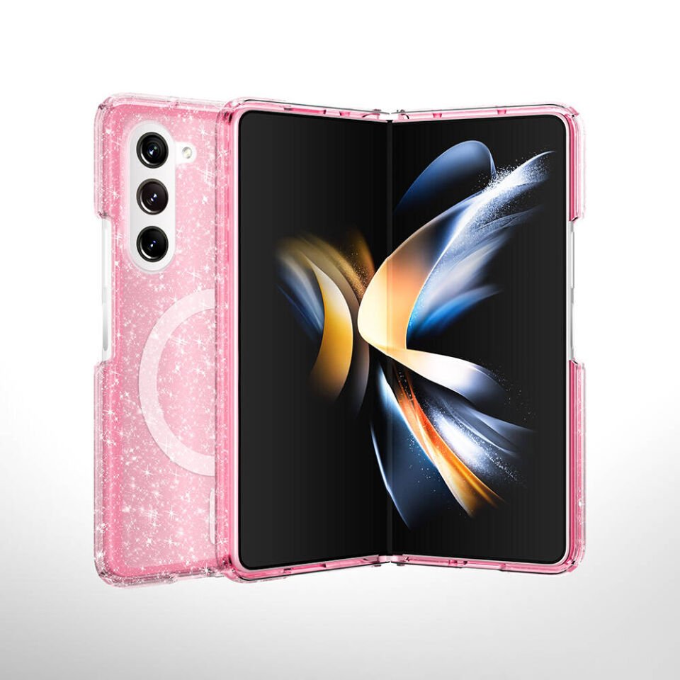 Samsung Galaxy Z Fold 6 Kılıf Magsafe Şarj Özellikli Parlayan Simli Saydam Renkli HEPTEKİLETİŞİM Allstar Kapak