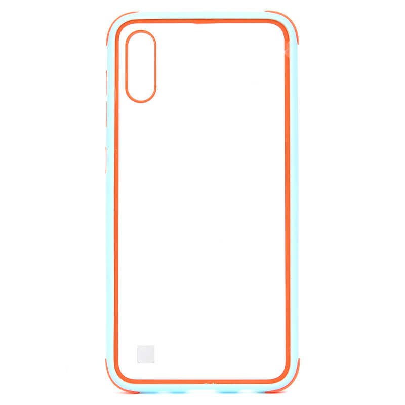 Samsung Galaxy A10 Kılıf Şeffaf Sert Plastik Arka Yüzey Tasarımlı Kapak (TİRON) Mavi Açık