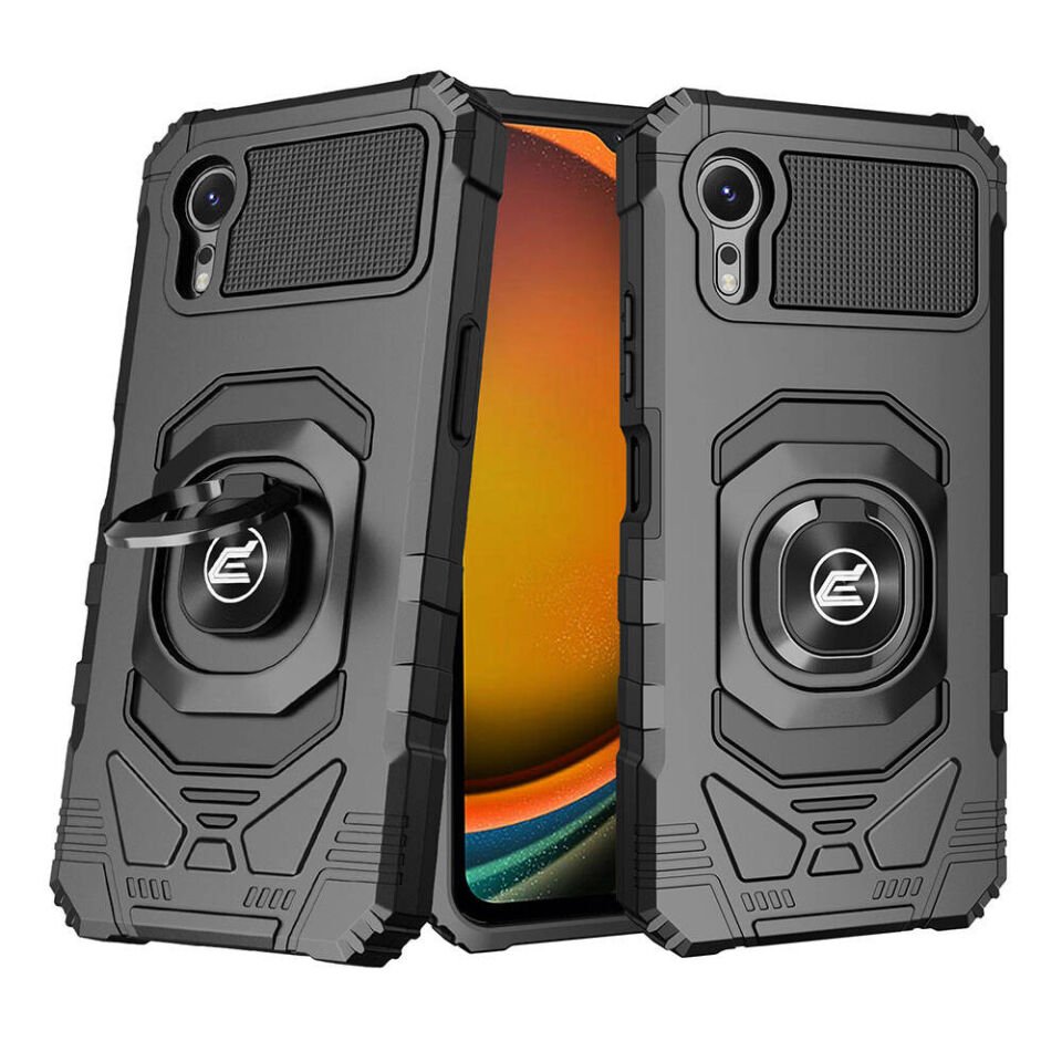 Samsung Galaxy Xcover 7 Pro Kılıf Tank Zırh Yüzüklü Mıknatıslı Standlı Kapak (VEGA BLOK) Siyah