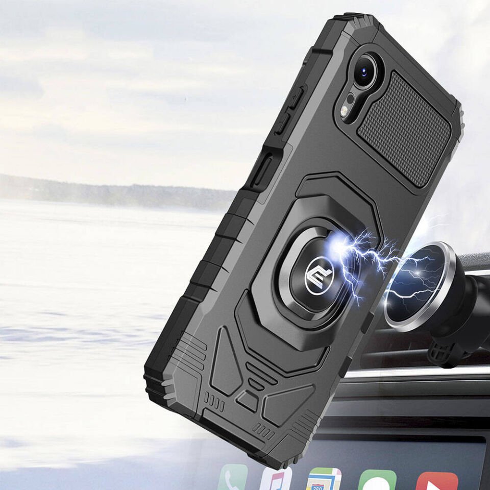 Samsung Galaxy Xcover 7 Pro Kılıf Tank Zırh Yüzüklü Mıknatıslı Standlı Kapak (VEGA BLOK) Siyah
