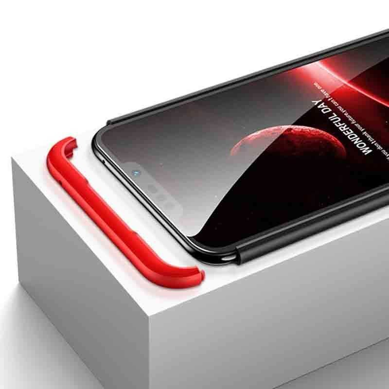 Huawei Mate 20 Lite Kılıf 360 Tam Koruma Ön Ve Arka Sert Mika Kapak Orjinal Ays Gkk Kapak Siyah-Kırmızı