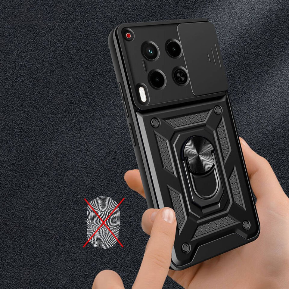 Tecno Camon 30 Kılıf Magnetik Standlı Kamera Korumalı HEPTEKİLETİŞİM Sürgülü Vega Kapak