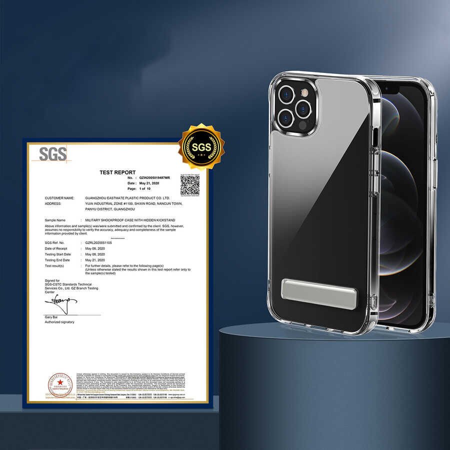 Apple iPhone 13 Pro Kılıf Standlı Şeffaf Silikon HEPTEKİLETİŞİM L-Stand Kapak