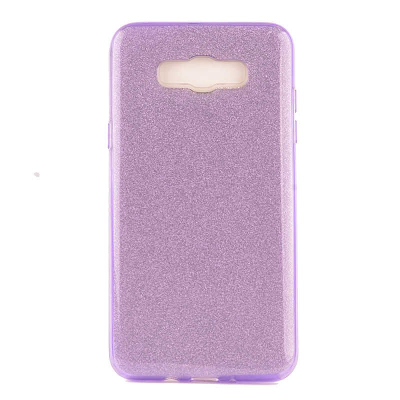 Samsung Galaxy J7 Core Kılıf Renkli Parıltılı Simli Işıltılı Silikon Kapak (SHİNİNG) Mor
