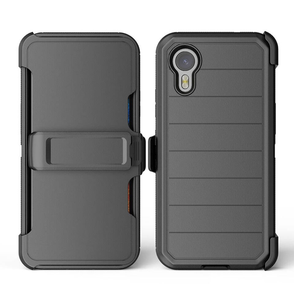 Samsung Galaxy XCover7 Pro Kılıf Mıknatıslı Kadife İç Yüzeyli Kapak (Double Clip) Siyah