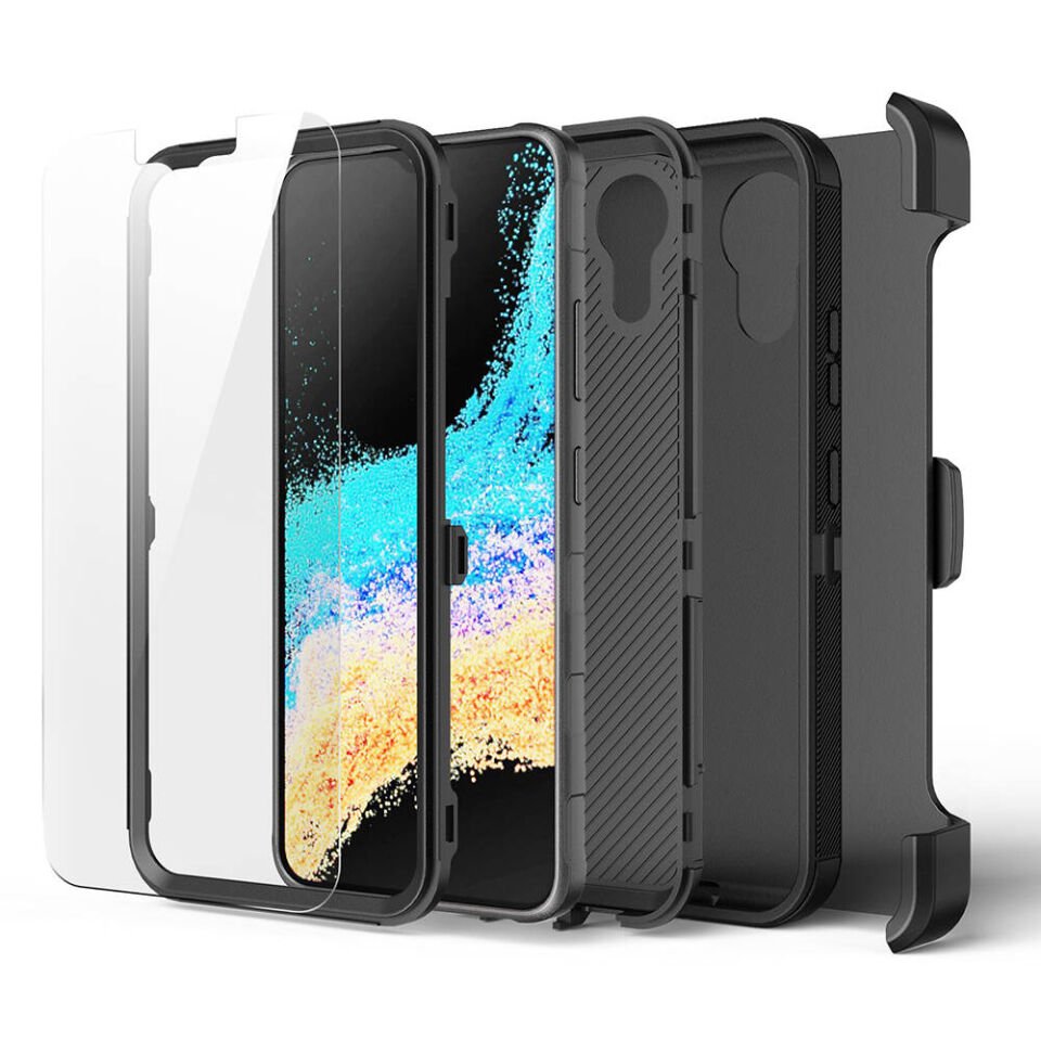 Samsung Galaxy XCover7 Pro Kılıf Mıknatıslı Kadife İç Yüzeyli Kapak (Double Clip) Siyah