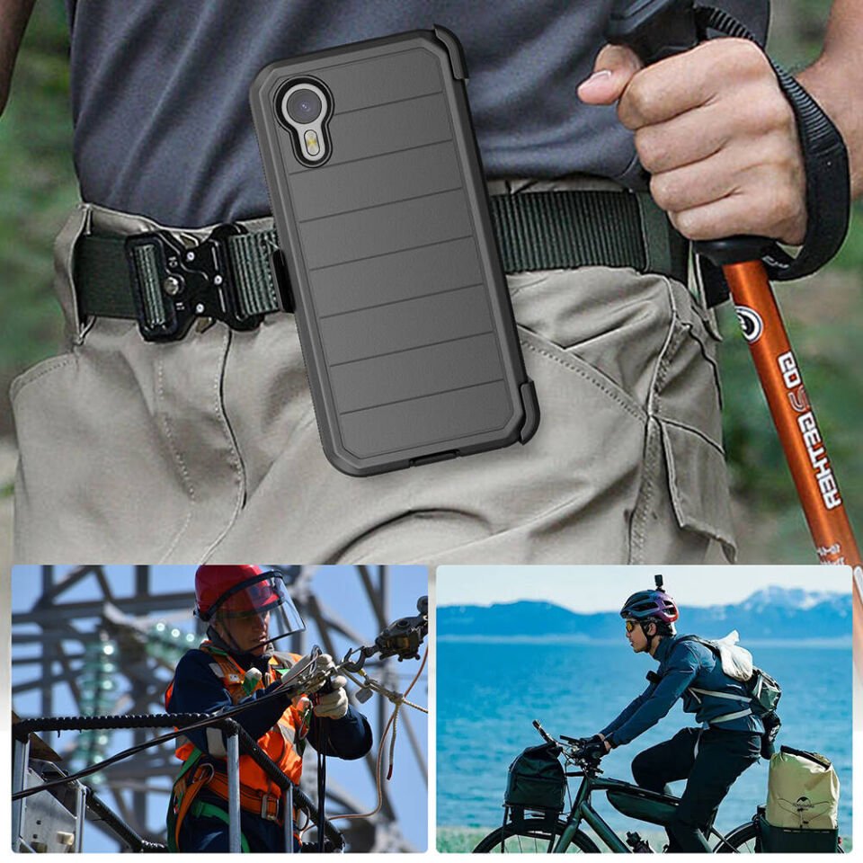 Samsung Galaxy XCover7 Pro Kılıf Mıknatıslı Kadife İç Yüzeyli Kapak (Double Clip) Siyah
