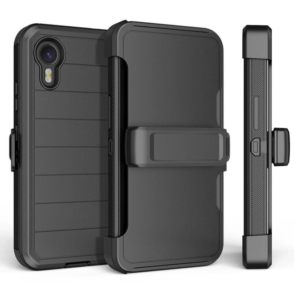 Samsung Galaxy XCover7 Pro Kılıf Mıknatıslı Kadife İç Yüzeyli Kapak (Double Clip) Siyah