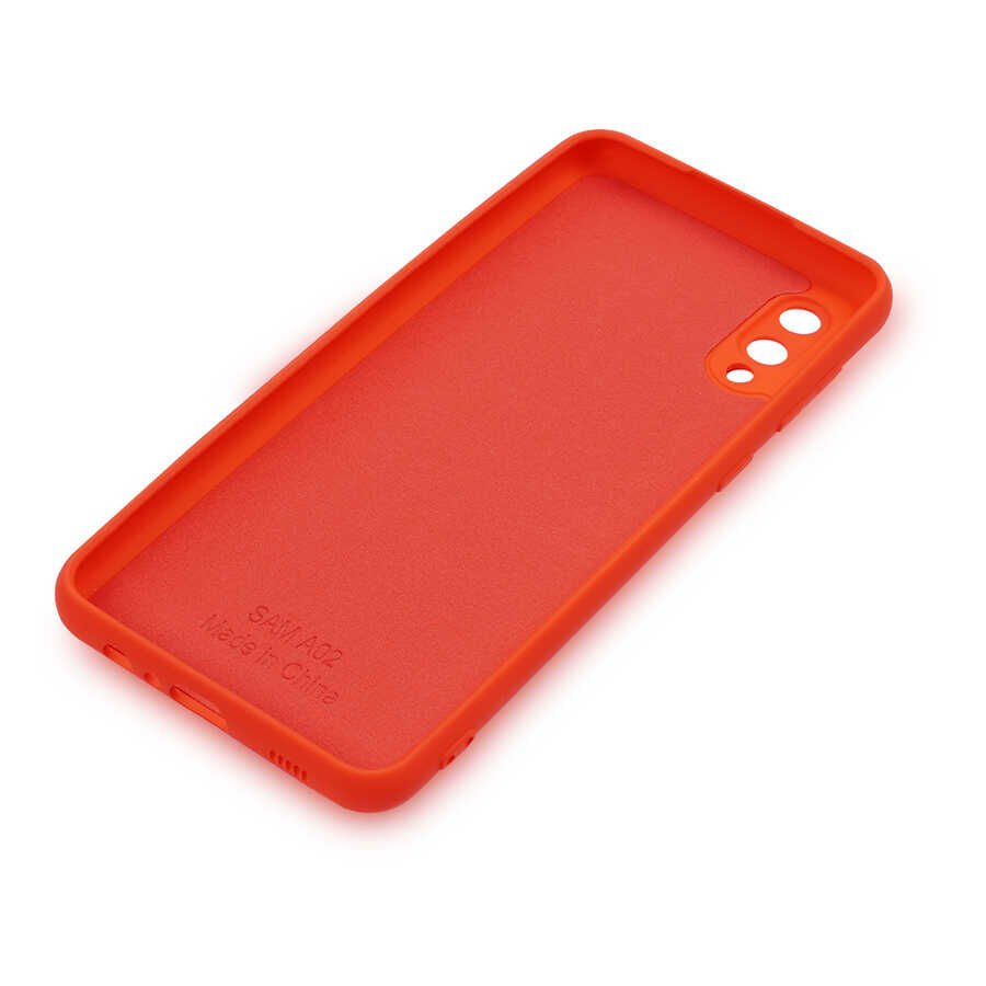 Samsung Galaxy A02 Kadife İç Yüzey Yumuşak Dokulu Kamera Korumalı İnce Kapak (MARA) Pembe Açık