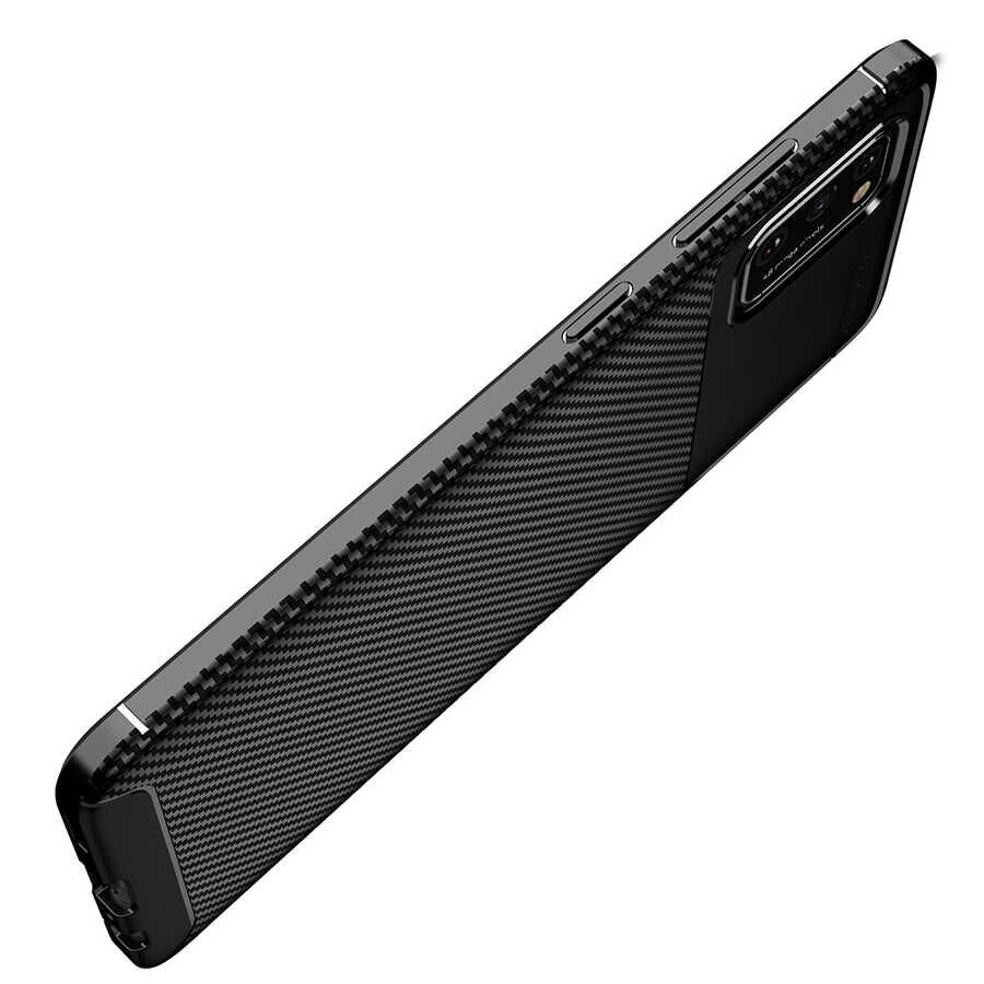 Samsung Galaxy A02S Kılıf Kamera Çıkıntılı Karbon Fiber Dokulu Renk Atmaz Kapak (NEGRO) Lacivert