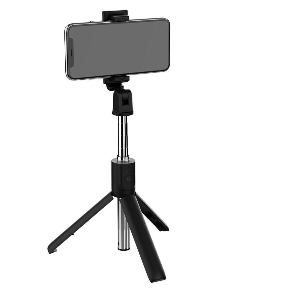 Bluetooth Selfie Özellikli Çok Fonksiyonlu Teleskopik Canlı Yayın Tripod Selfie Çubuğu (S05) Siyah