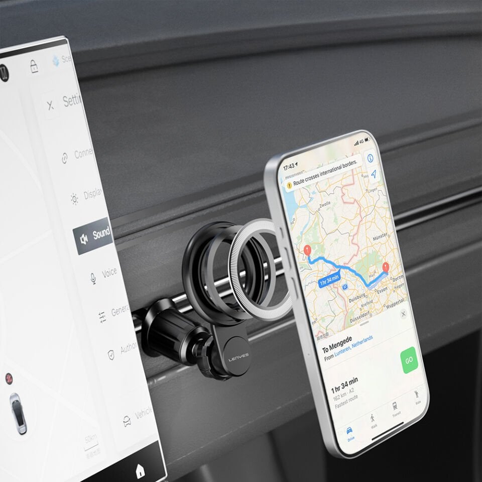 Lenyes CR183 Magsafe Magnetik Özellikli 360 Derece Dönebilen Havalandırma Tasarım Araç Telefon Tutucu