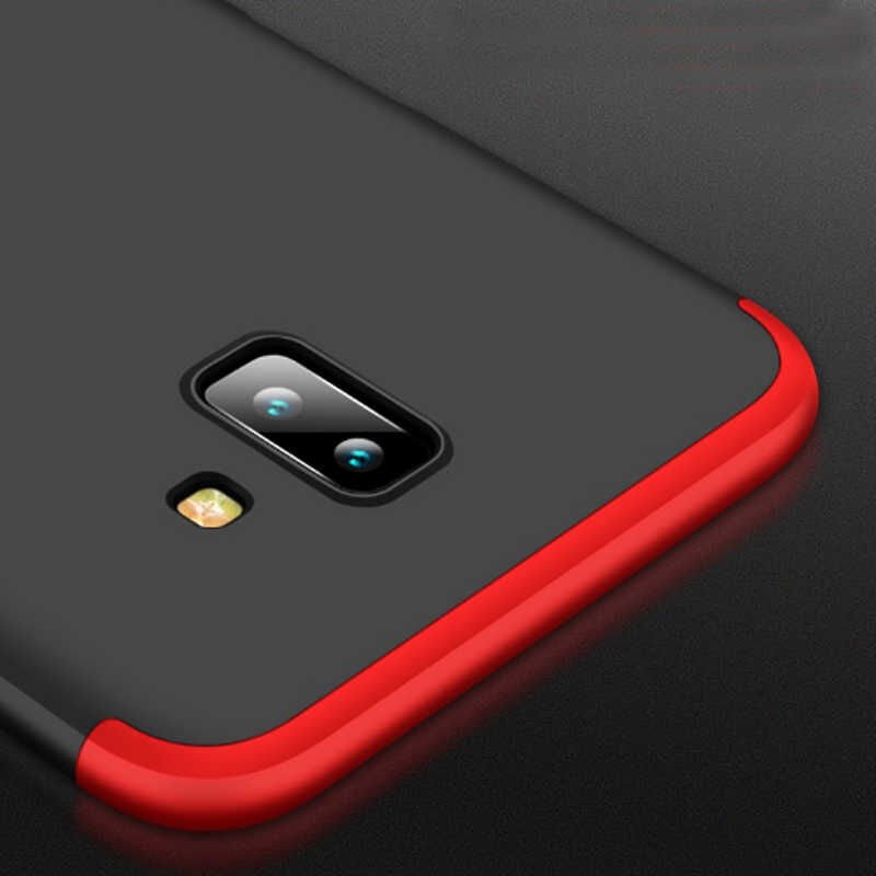 Samsung Galaxy J6 Plus Kılıf 360 Tam Koruma Ön Ve Arka Sert Mika Kapak Orjinal Ays Gkk Kapak Siyah-Kırmızı