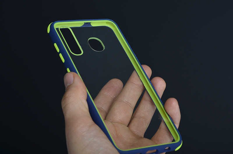 Samsung Galaxy A20 Kılıf Şeffaf Sert Plastik Arka Yüzey Tasarımlı Kapak (TİRON) Kırmızı