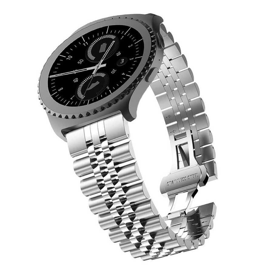 Samsung Galaxy Watch Active 2 44mm (20mm) Metal Kordon Göz Alıcı Tasarım (KRD-36) Gümüş
