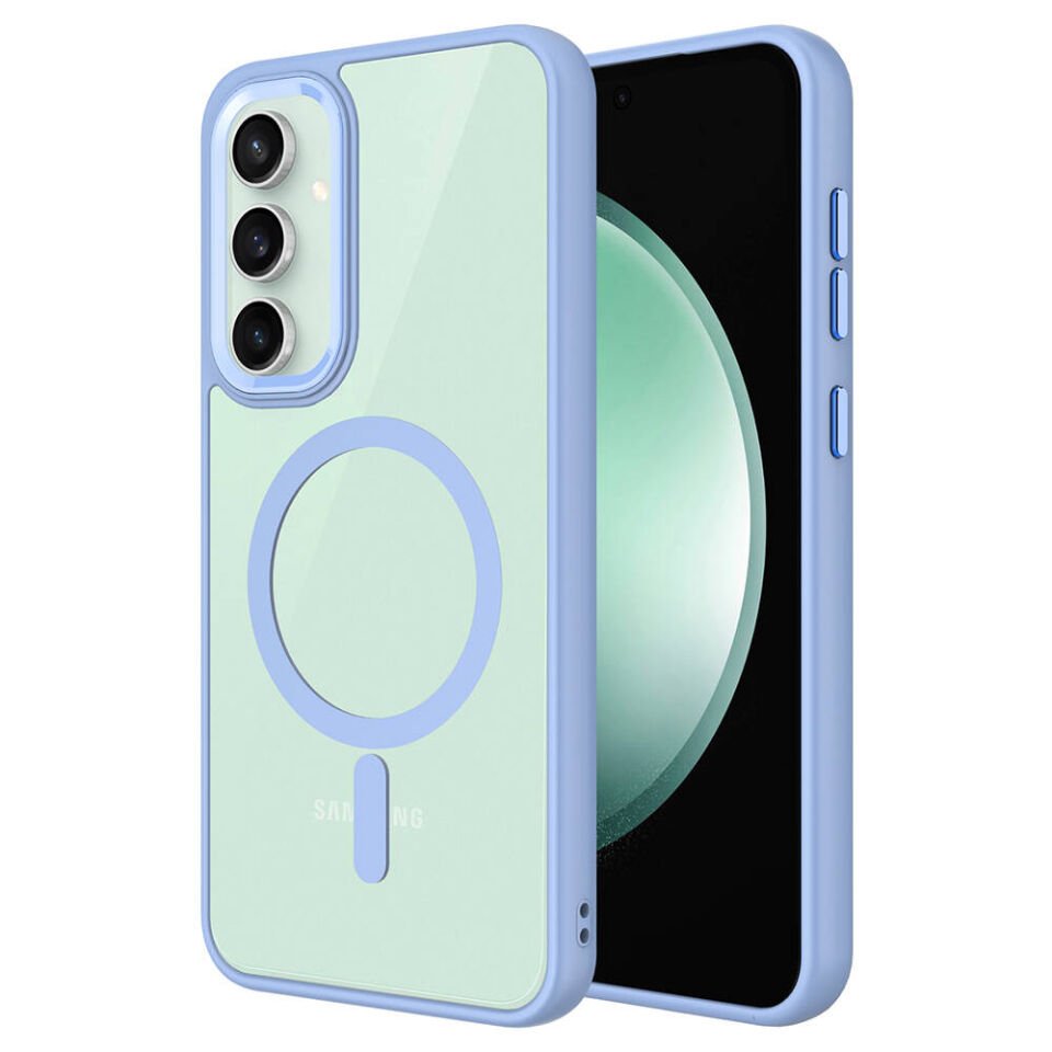 Samsung Galaxy S23 FE Kılıf Kamera Çıkıntılı Şarj Destekli Renkli Hassas Butonlu Kapak (Krom-Mag) Gri