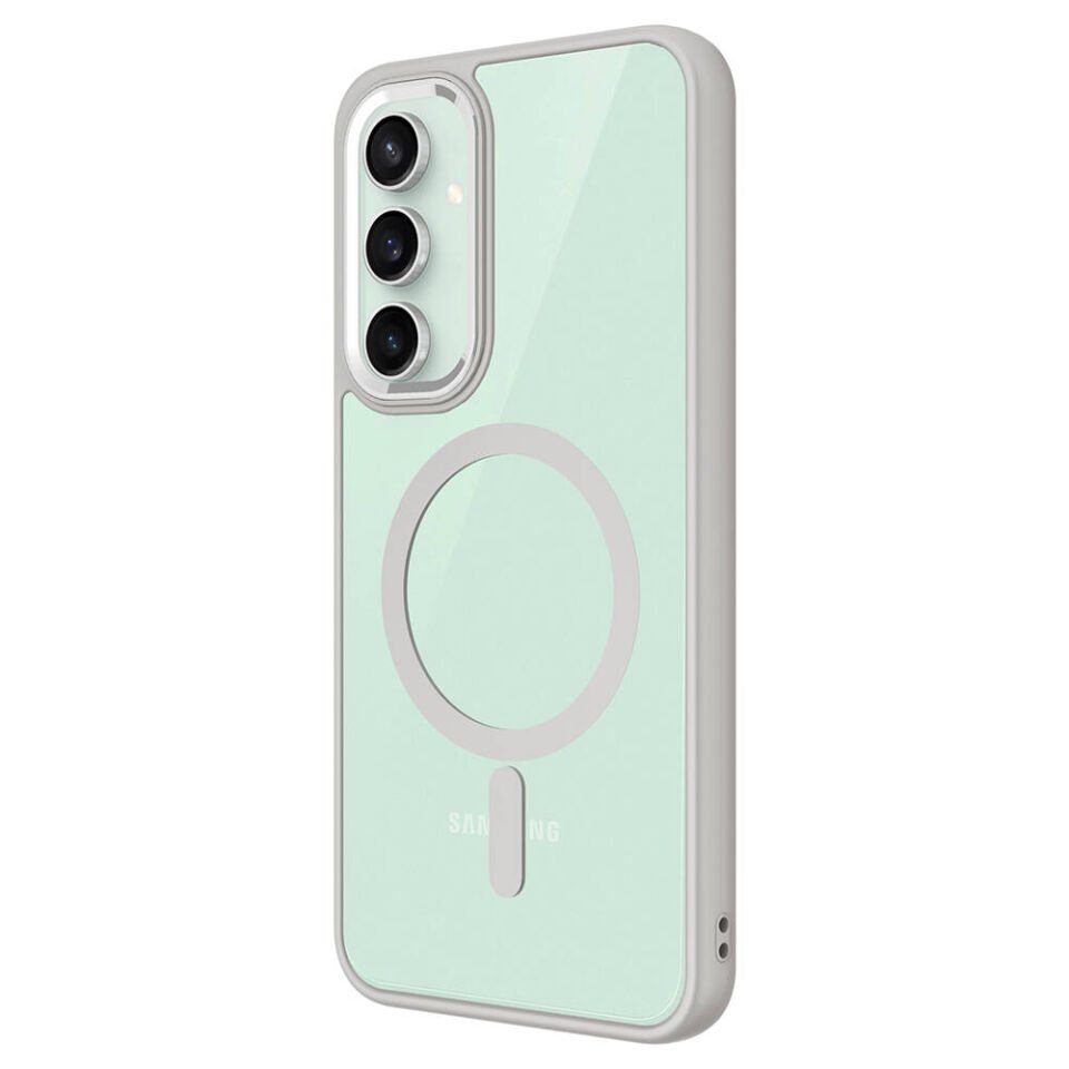 Samsung Galaxy S23 FE Kılıf Kamera Çıkıntılı Şarj Destekli Renkli Hassas Butonlu Kapak (Krom-Mag) Gri