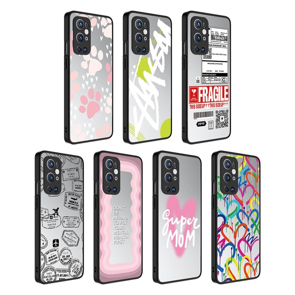 One Plus 9 Pro Kılıf Aynalı Desenli Kamera Korumalı Parlak Renkli Sert Kapak (Mirror) Fragile