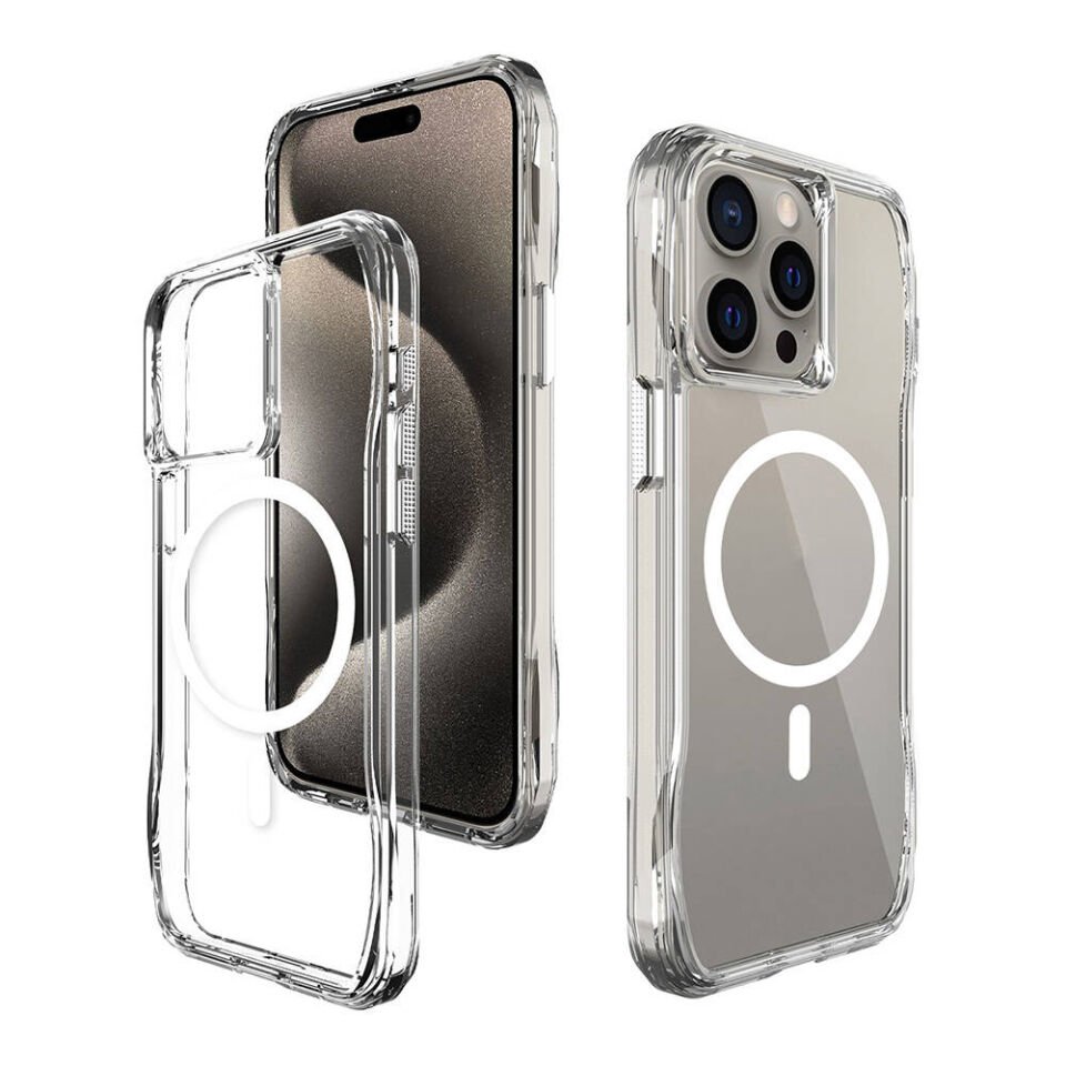 Apple iPhone 15 Pro Max Kılıf Magsafe Şarj Özellikli Airbagli Şeffaf HEPTEKİLETİŞİM İncek Kapak
