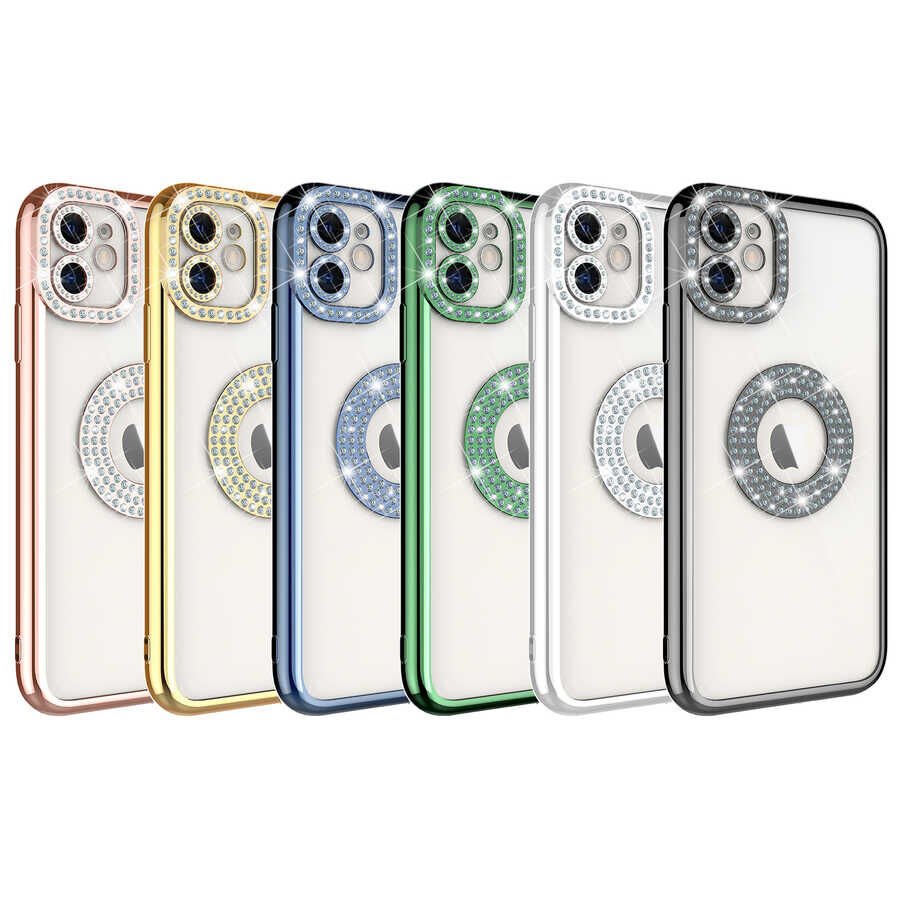 Apple iPhone 11 Kılıf Kamera Korumalı Taş Süslemeli Arkası Şeffaf HEPTEKİLETİŞİM Asya Kapak