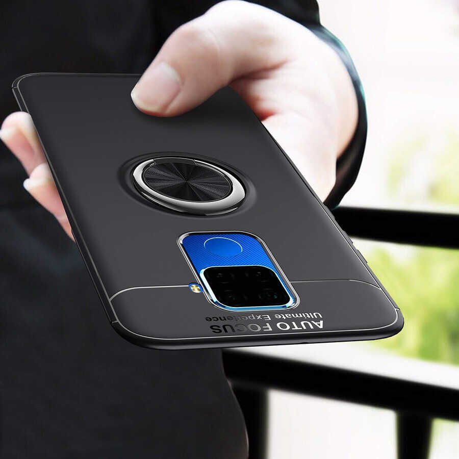 Huawei Mate 30 Lite Kılıf Kamera Çıkıntılı Renkli Yüzüklü Standlı Mıknatıslı Kapak (RAVEL) Kırmızı