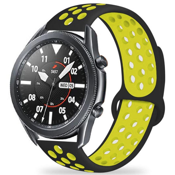 Xiaomi Amazfit GTR 47mm Silikon Kordon Kayış Tasarım (KRD-02) Siyah-Sarı
