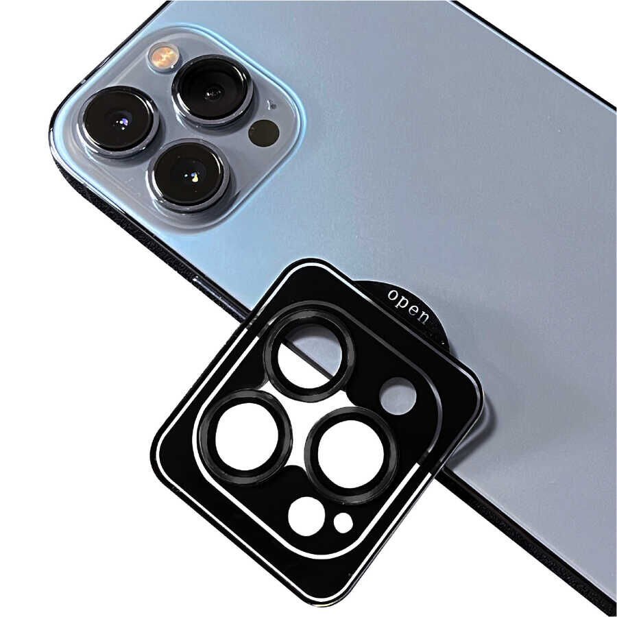 Apple iPhone 16 Pro Max Kamera Lens Koruyucu Kolay Takma Aparatlı (CL-18) Siyah