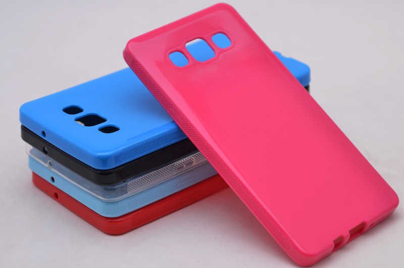 Samsung Galaxy A5 Şeffaf Kılıf Yumuşak İnce Tasarımlı Kapak (SÜPER) Kırmızı